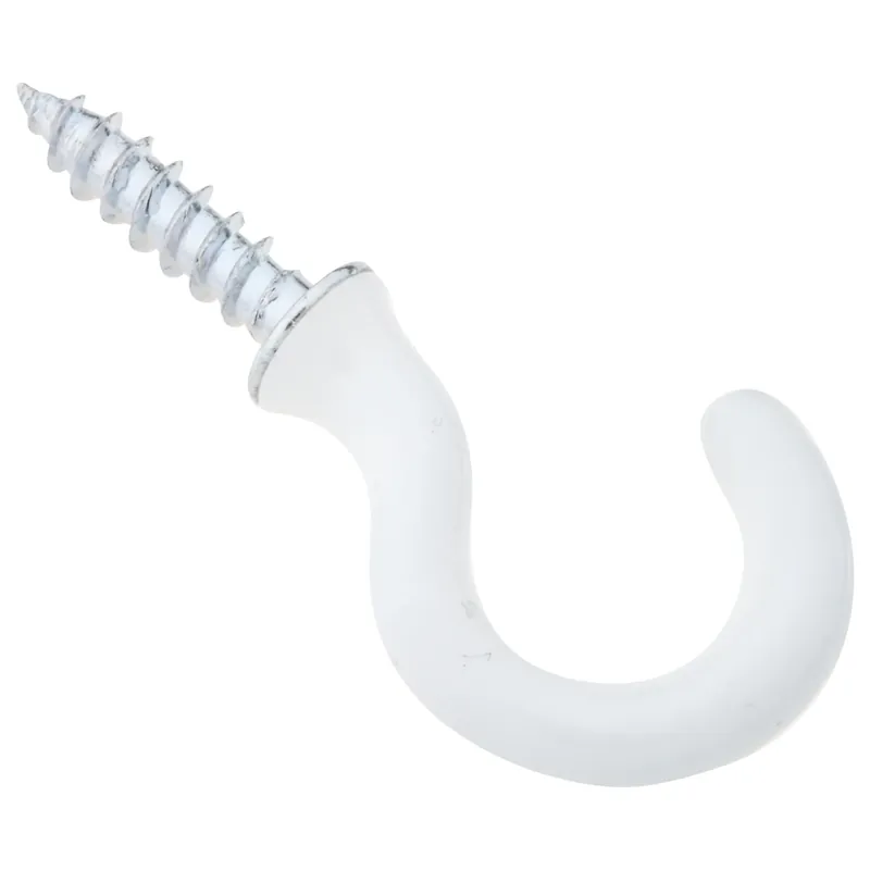 Small Vinyl Coated White Steel 3/4 In. L Cup Hook 10 Lb 5 Pk