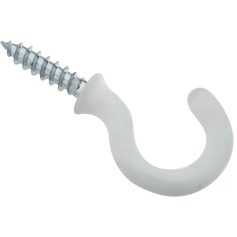 Vinyl Coated White Steel 1-2/9 In. L Cup Hook 10 Lb 50 Pk