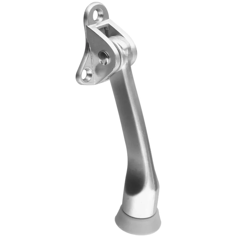 Doorstop, Wall-mount, Kick-down, Satin Chrome, 4 In.