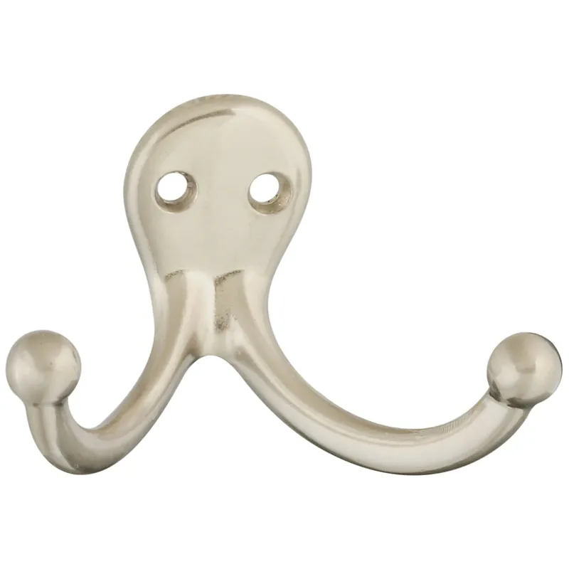 2.93 In. L Satin Nickel Silver Zinc Double Clothes Hook 35 Lb. Cap. 1 Pk