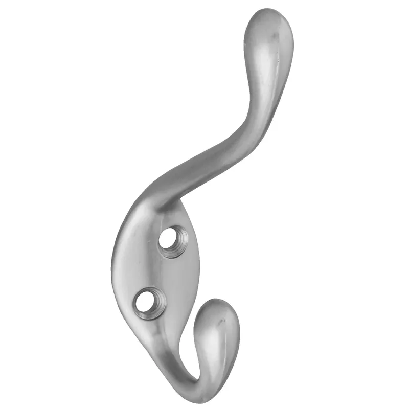 4.59 In. L Satin Nickel Silver Zinc Heavy Duty Garment Hook 35 Lb. Cap. 1 Pk