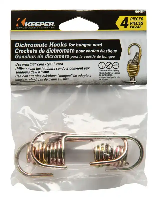 Gold Bungee Cord Hooks 1/4 In. L X 5/16 In. 4 Pk