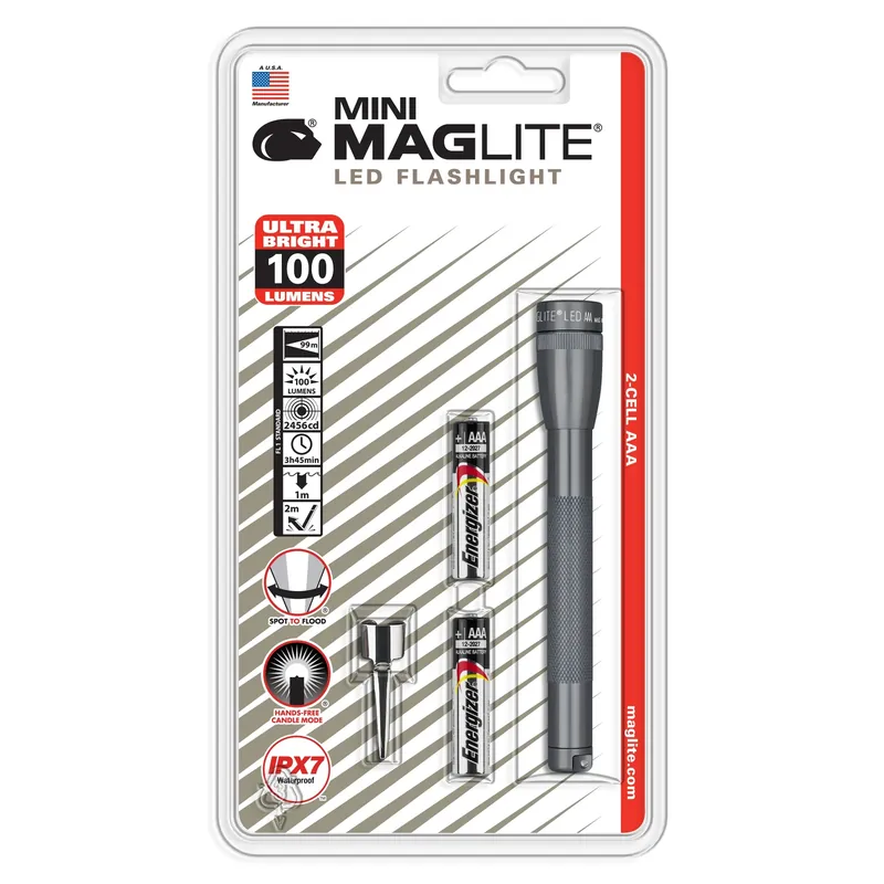 Led Mini Flashlight, 111 Lumens, Gray