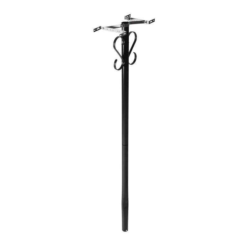 52.1 In. Decorative Round Mailbox Post With Scroll Design, Black Steel