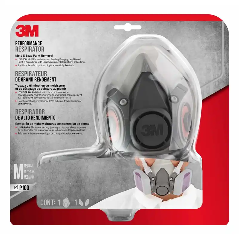 P100 Lead Paint Removal Respirator Valved Gray M 1 Pk