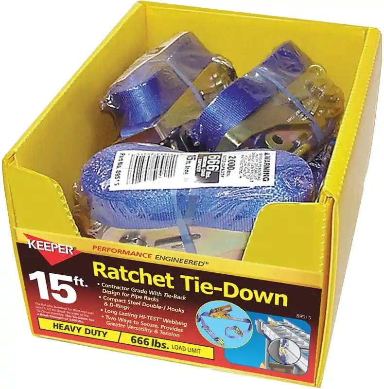 1 In. W X 15 Ft. L Gray Tie Down W/ratchet 666 Lb 1 Pk