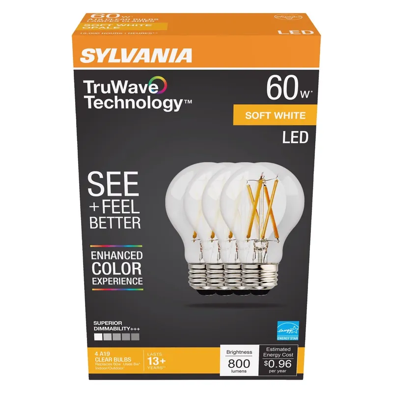 Truwave A19 E26 (medium) Led Bulb Soft White 60 Watt Equivalence 4 Pk