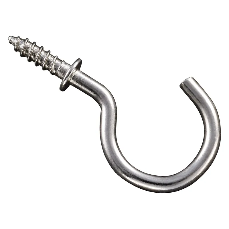 Small Nickel Plated Silver Steel 1 In. L Cup Hook 13 Lb 30 Pk