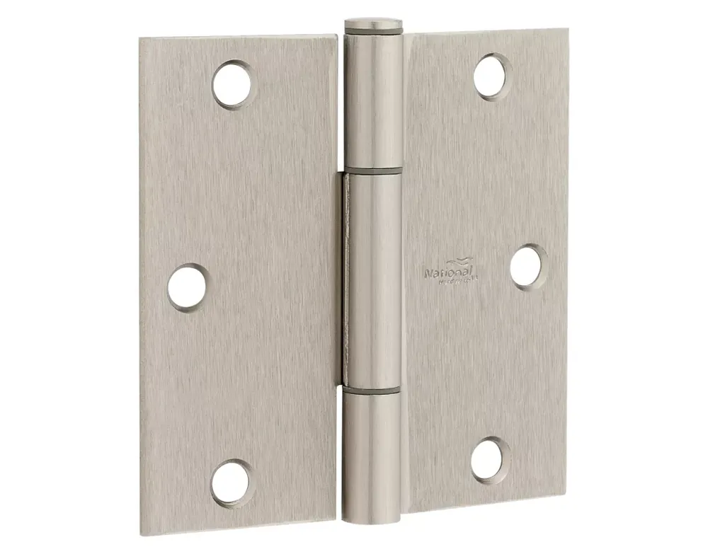 Squeak Guard 3.5 In. L Satin Nickel Door Hinge 3 Pk