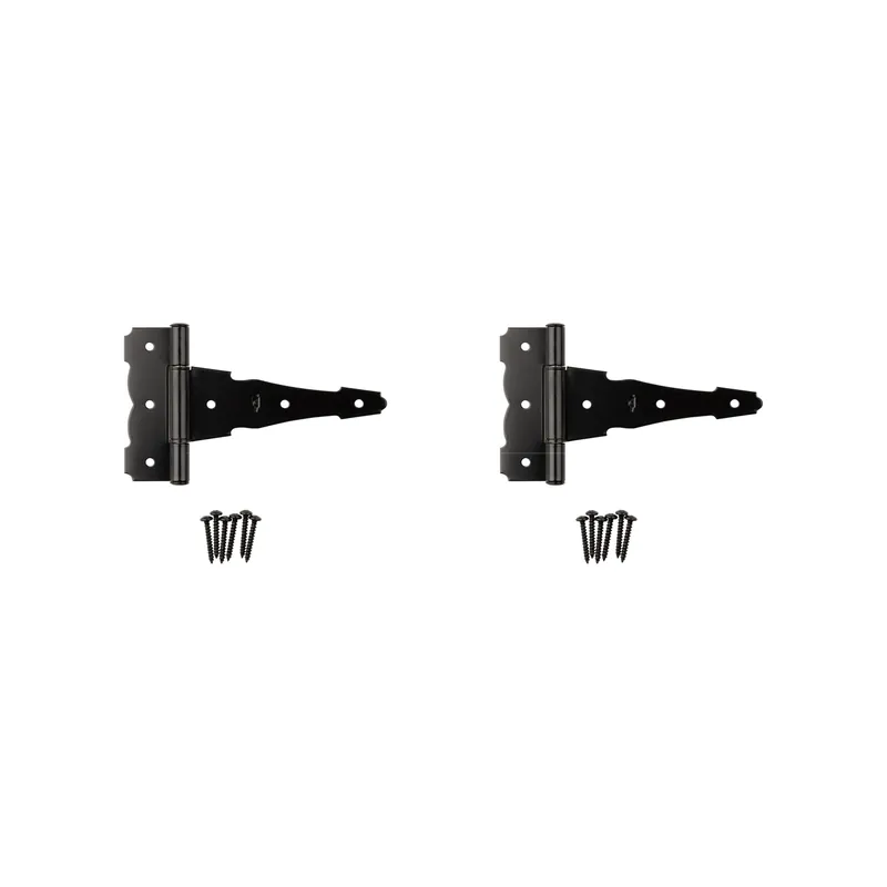 6 In. L Black Ornamental/reversible T-hinge 2 Pk