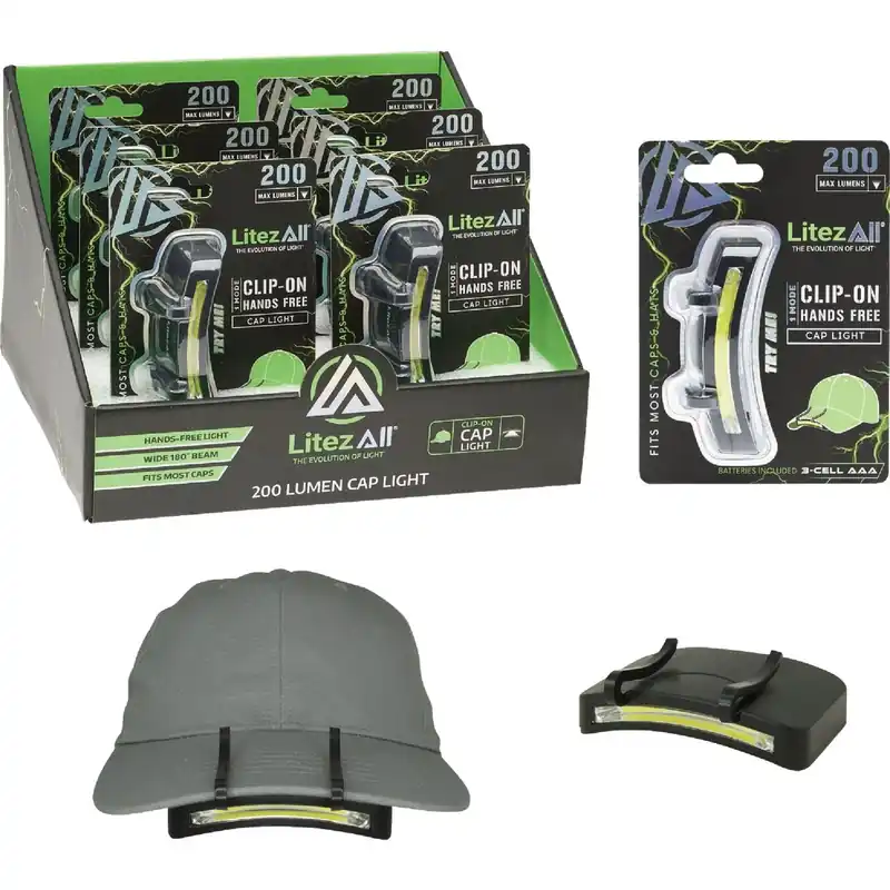 Max Force 200 Lumens Assorted Led Cob Cap Light Aaa Battery