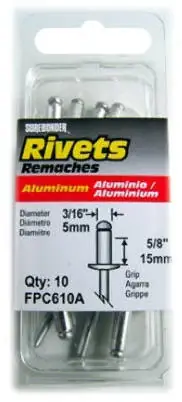 Aluminum Rivet, X-long, 3/16-in. Dia., 10-pk.