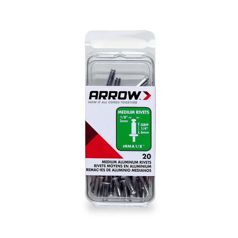 1/8 In. D X 1/4 In. Aluminum Rivets Silver 20 Pk
