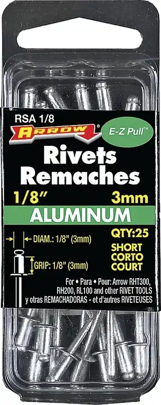 1/8 In. D X 1/8 In. Aluminum Rivets Silver 25 Pk