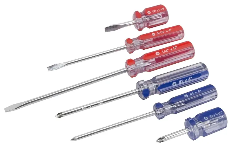 6 Piece Screwdriver Set With Rack - Heat-treated Chrome Vanadium Steel