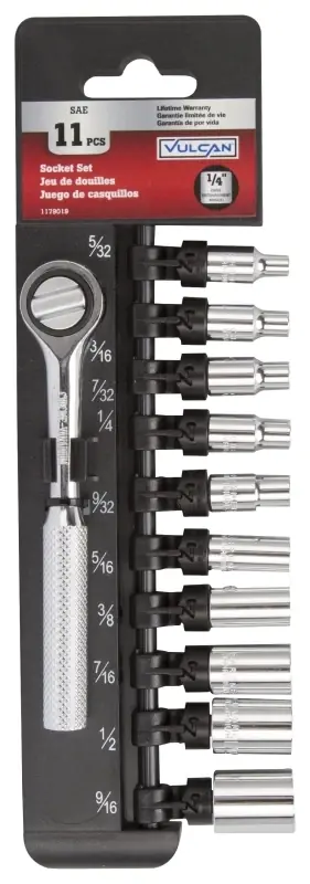 11pc-2 Socket Set, 11 Piece Sae, .25 Dr