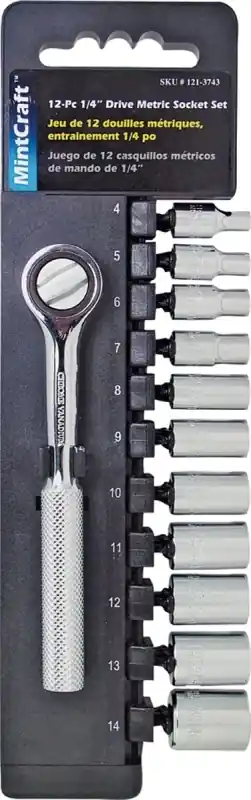12pc-2 .25 Driver Socket Set, Metric - 12 Piece