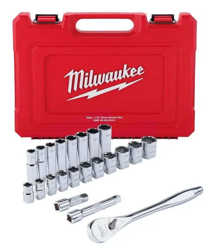 1/2 In. Drive Sae Ratchet And Socket Mechanics Tool Set (22-piece)