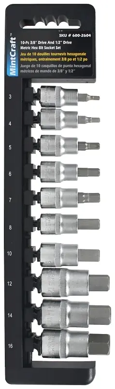 Ts1010m 10-piece 3/8 And 1/2-inch Drive Hex Socket Set