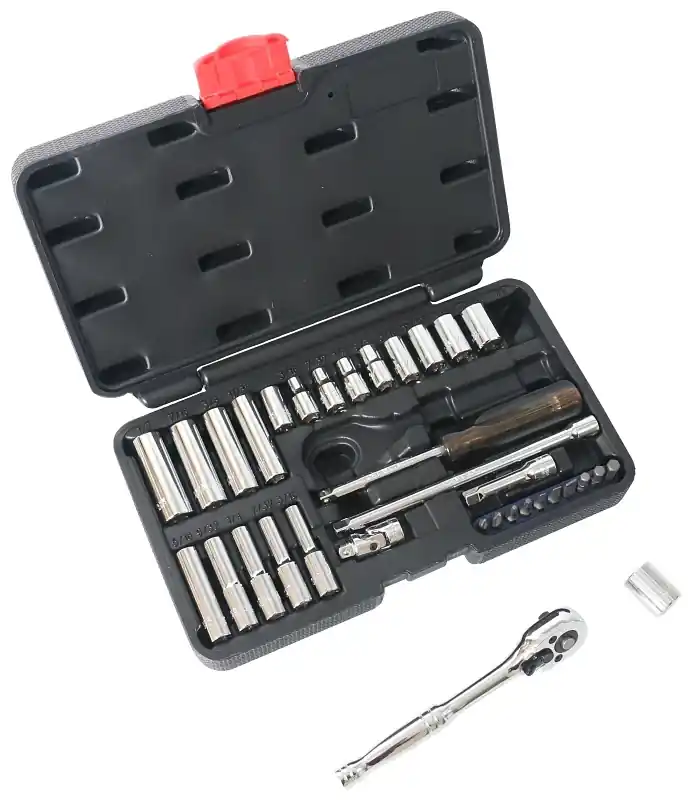 Ts1035 35-piece 1/4-inch Drive Sae Socket Set - Chrome Vanadium Steel