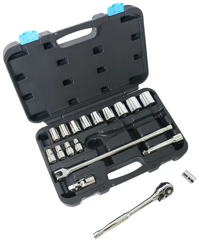 Ts1019-m 19-piece 1/2-inch Drive Socket Set - Chrome Vanadium Steel
