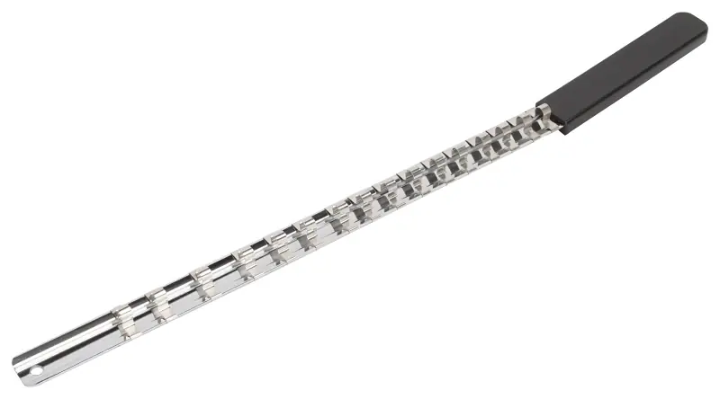 1/4 Inch Drive Socket Clip Rail, 17 Inch Length, Holds 16 Sockets