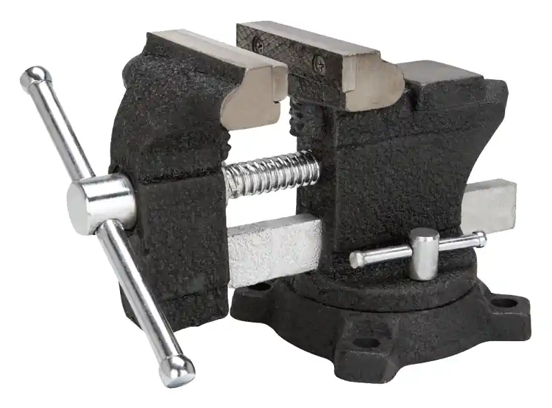 Heavy-duty Bench Vise With 3-1/2 Inch Jaw Opening And Swivel Base