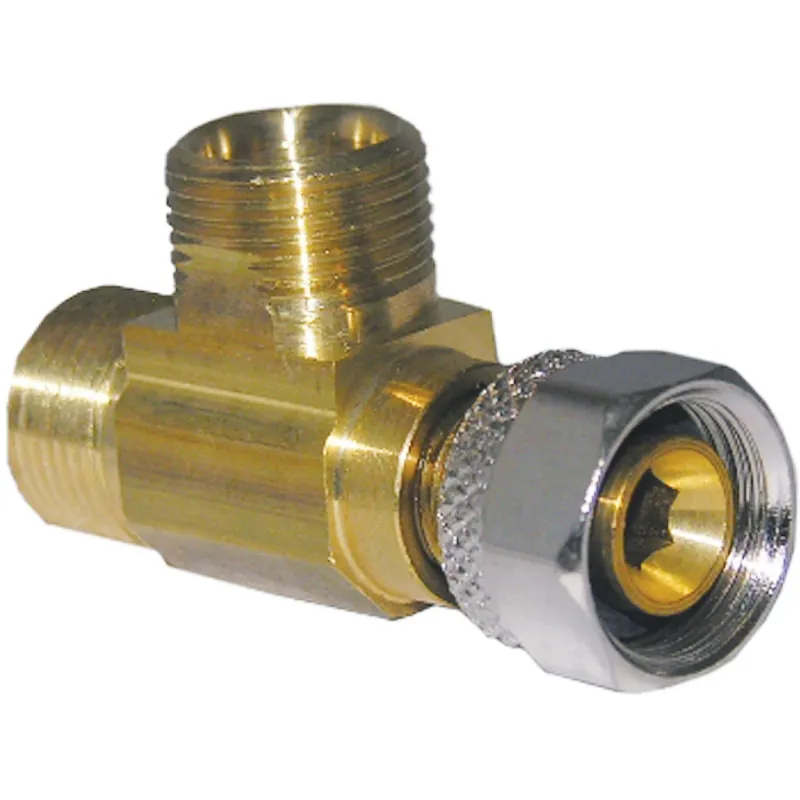 Angle Stop Add A Tee, 3/8 In. Female Compression Inlet X 3/8 In. Compression X 3/8 In. Compression