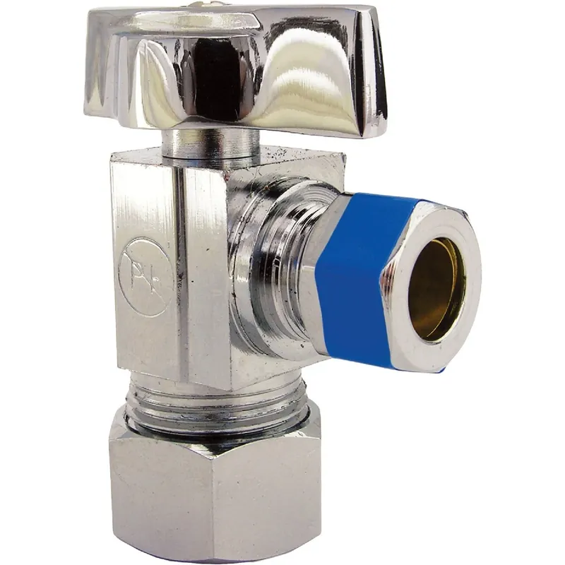 Angle Valve, Chrome, 5/8 In. O.d. Compression Inlet X 3/8 In. Compression Outlet