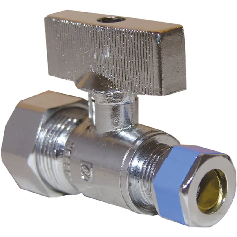 Straight Valve, Quarter Turn, Chrome, 5/8 In. O.d. Compression Inlet X 3/8 In. Compression Outlet