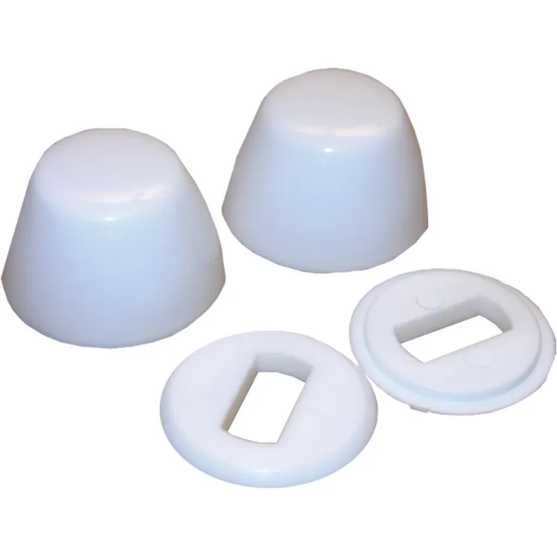 Round Toilet Bolt Caps, White, Plastic