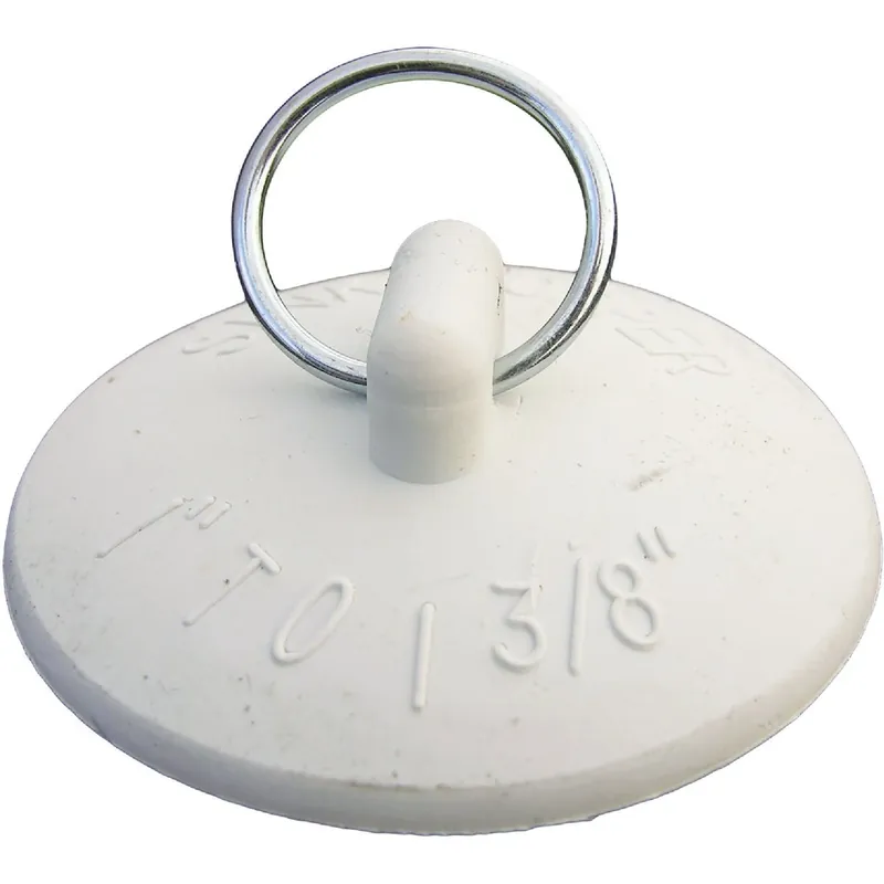 Sink Stopper, White Rubber, 1 To 1-3/8 In. Drain