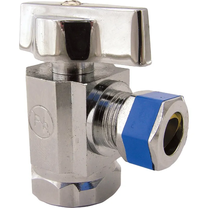 Angle Valve, Quarter Turn, Chrome, 1/2 In. Female Pipe Thread Inlet X 3/8 In. Compression Outlet
