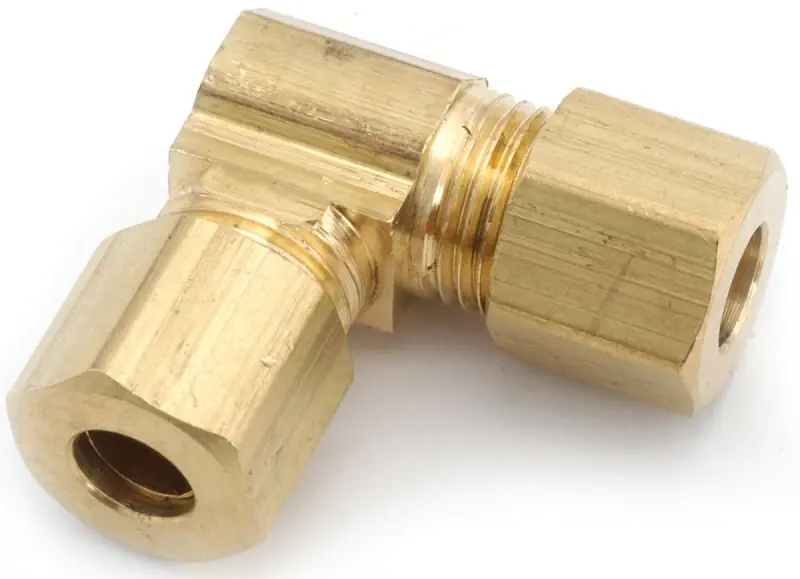 Pipe Fitting, Compression Elbow, 90-degree, Lead Free Brass, 1/4 In.