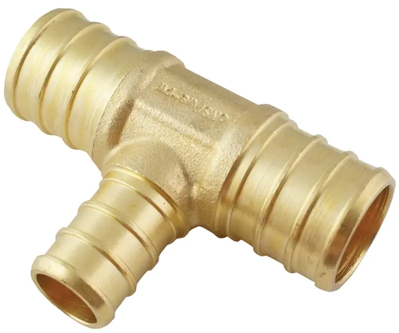 3/4 In. X 3/4 In. X 1/2 In. Brass Pex Barb Reducing Tee Fitting