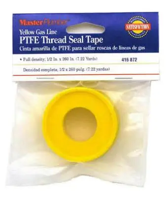 Yellow Gas Line Pipe Thread Seal Tape, 1/2 X 260 In.