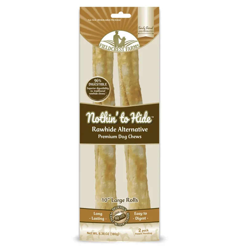 Nothin‘ To Hide Lg Roll Peanut Butter Grain Free Chews For Dogs 0.4 Lb 10 In. 2 Pk