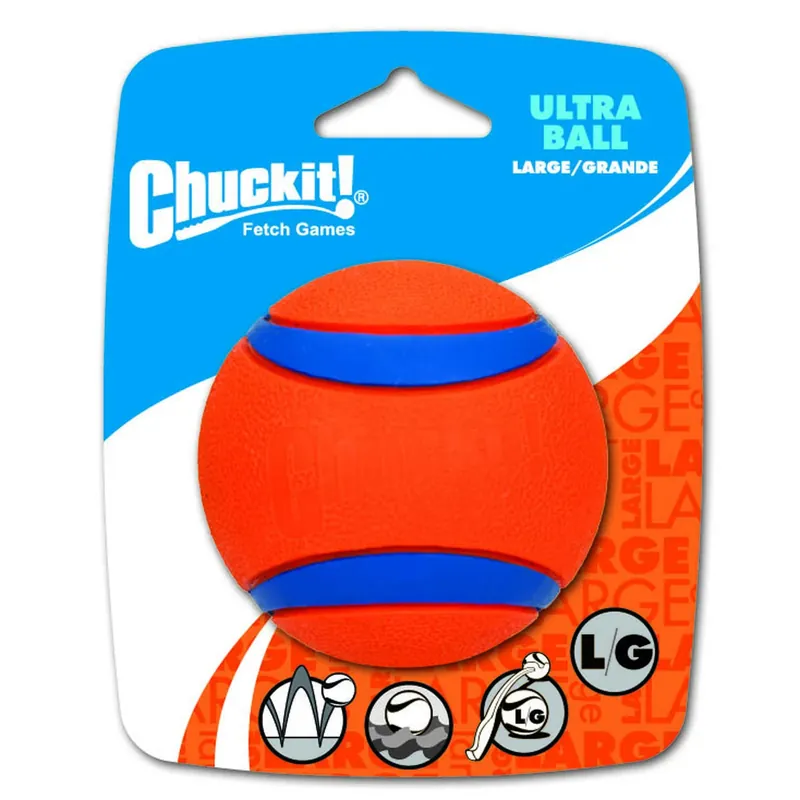 ! Ultra Ball For Dog Blue/orange Rubber Fetch Ball Dog Toy Large 1 Pk