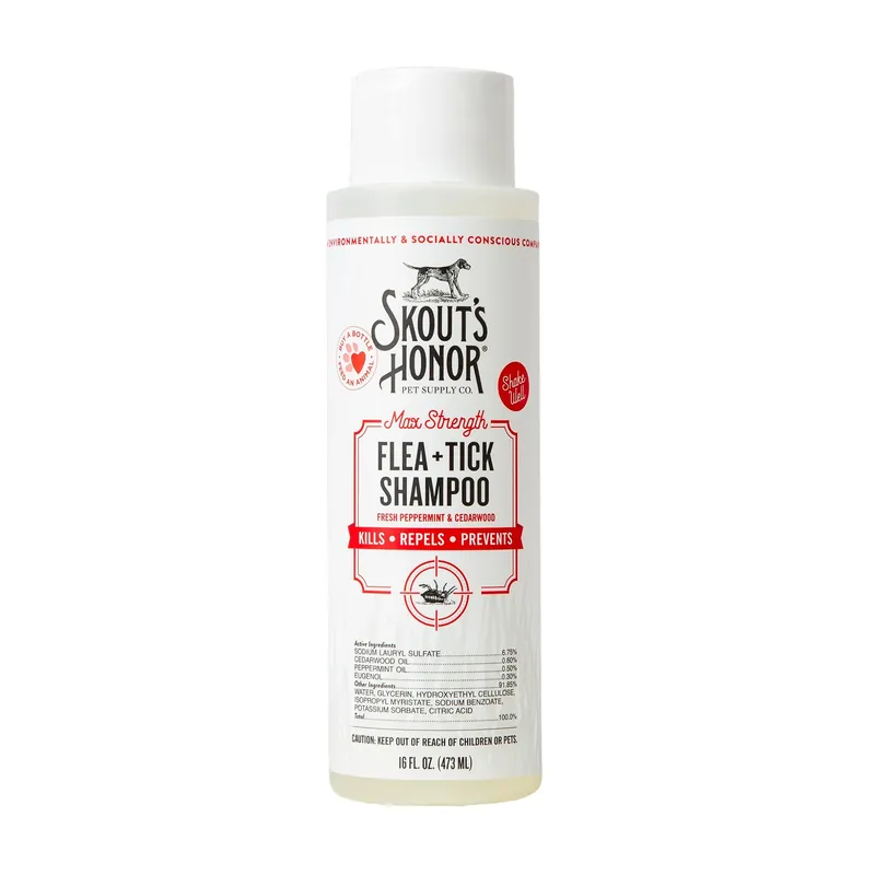 Max Strength Flea & Tick Shampoo For Dogs, 16 Ounce Bottle