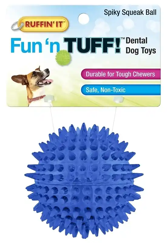 Durable 3 Inch Spiky Dental Ball Dog Toy - Assorted Colors