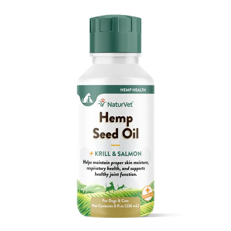 Hemp Seed Oil For Cats & Dogs, Krill & Salmon, 8-oz.