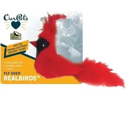 Realbirds Play-n-squeak Fly Over Cat Toy - Red Color