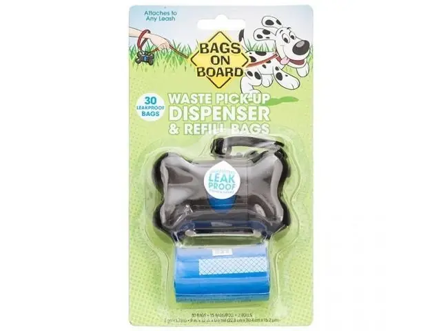 Bags On Board Black Waste Pick-up Dispenser With Refill Bags (pack Of 2 Rolls - 15 Bags Per Roll)