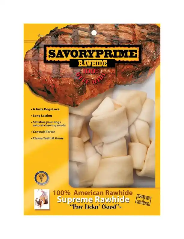 American Supreme Medium Adult Knotted Bone Beef Rawhide 6-7 In. L 6 Pk