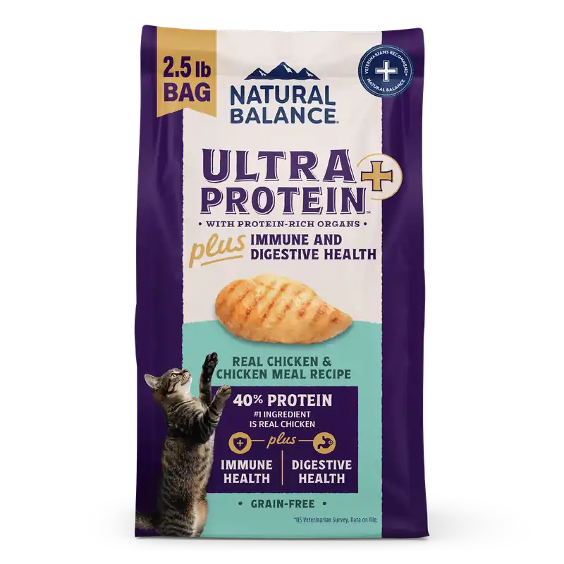 Natural Balance Ultra Protein Plus Dry Cat Food, Immune And Digestive Health Real Chicken & Chicken Meal, 2.5 Lbs.