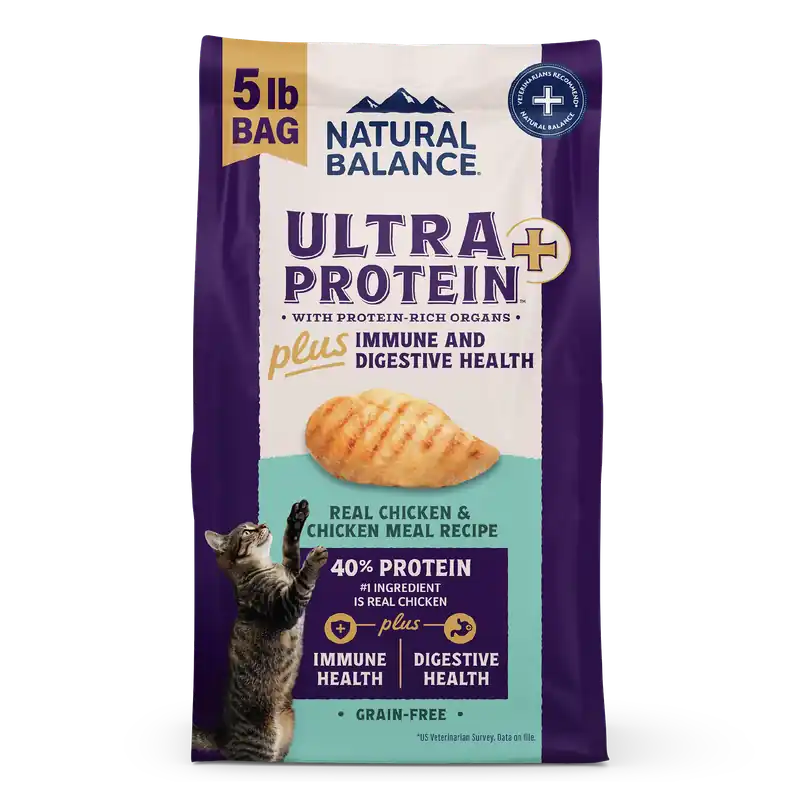 Natural Balance Ultra Protein Plus Dry Cat Food, Immune And Digestive Health Real Chicken & Chicken Meal, 5 Lbs.