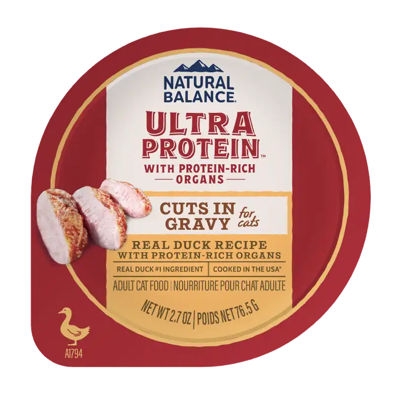 Natural Balance Ultra Protein Wet Cat Food, Real Duck Recipe With Protein-rich Organs Cuts In Gravy, 2.7 Oz.
