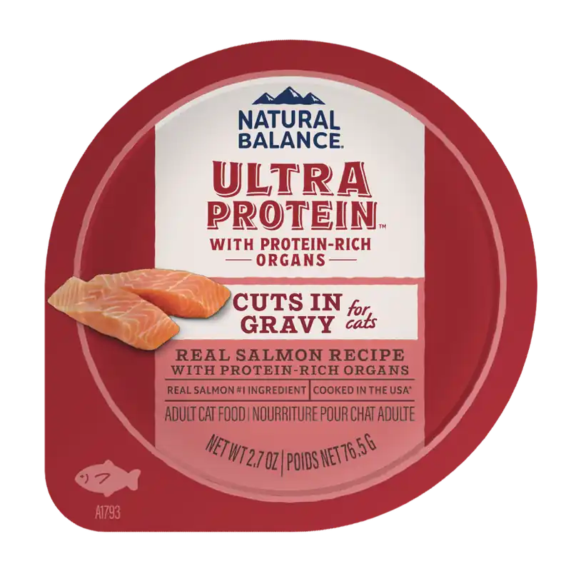 Natural Balance Ultra Protein Wet Cat Food, Real Salmon Recipe With Protein-rich Organs Cuts In Gravy, 2.7 Oz.