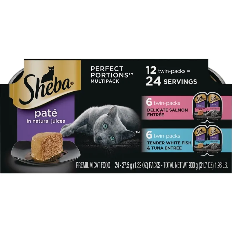 Perfect Portions Multipack Salmon And Whitefish & Tuna Wet Cat Food, 2.6 Oz., 12 Twin Packs