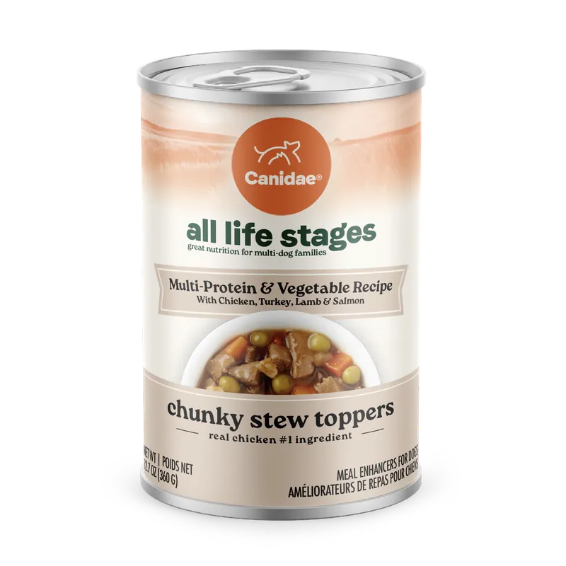 All Life Stages Wet Dog Food, Chunky Stew Toppers, Multi-protein & Vegetable Recipe, 12.7 Oz.